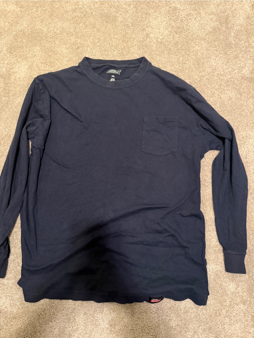 Dickies Long Sleeve Chest Pocket Tee - Navy Blue